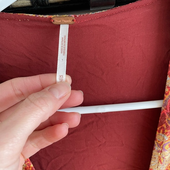 Free People Harper Wide Leg Velvet Jumpsuit - Red Paisley - Size Extra Small XS - Picture 14 of 16